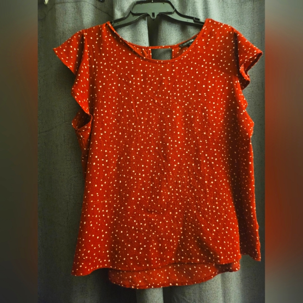 Red Speckled Paper Moon Blouse Size L